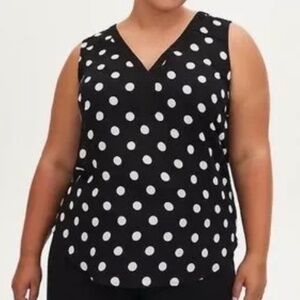 Torrid Sleeveless Black White Polka Dot Georgette Top Career Blouse Size 2X